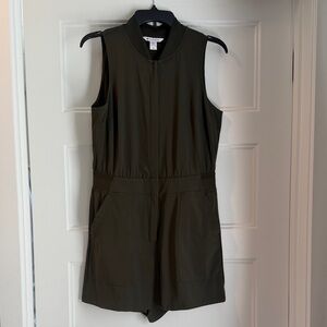 Athleta Dark Olive Sleeveless Zip Romper